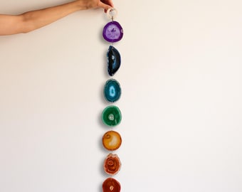 Brazilian Agate Wall Hanging, Chakra Rainbow 7-Slice Limited Edition, Custom, Made to Order
