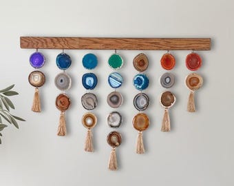 36-Inch Neutral Chakra Uma Agate Wall Hanging – Neutral Rainbow Crystal Boho Statement Piece