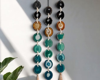 Brazilian Agate Jackson Garland, Etsy's Pick, Teal Green Brown Boho Wall Hanging