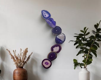 Brazilian Agate Wall Art Set, 7 Slice Purple Dream, Statement Installation, Ready to Ship