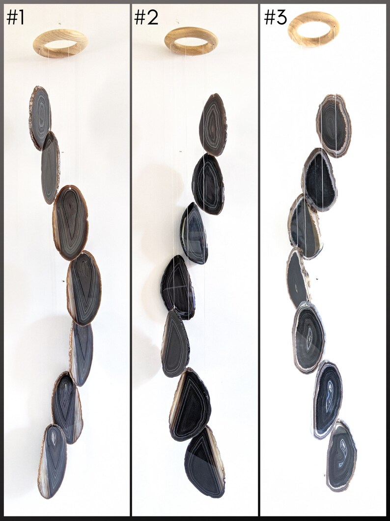 Choose Your GrayBlack LARGE Agate Chime,7-Piece Earthtone Agate Chime,Boho Decor,Boho Wall Decor,Agate Wall Hanging,Ready to Ship