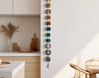Brazilian Agate Wall Garland, Boho Ombré Stone Decor 48 In Ready to Ship