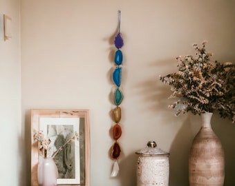 CHAKRA AGATE GARLAND Wall Hanging, Rainbow Agate Garland Wall Hanging, Boho Wall Hanging, Boho Decor, Boho Wall Decor, Agate Suncatcher