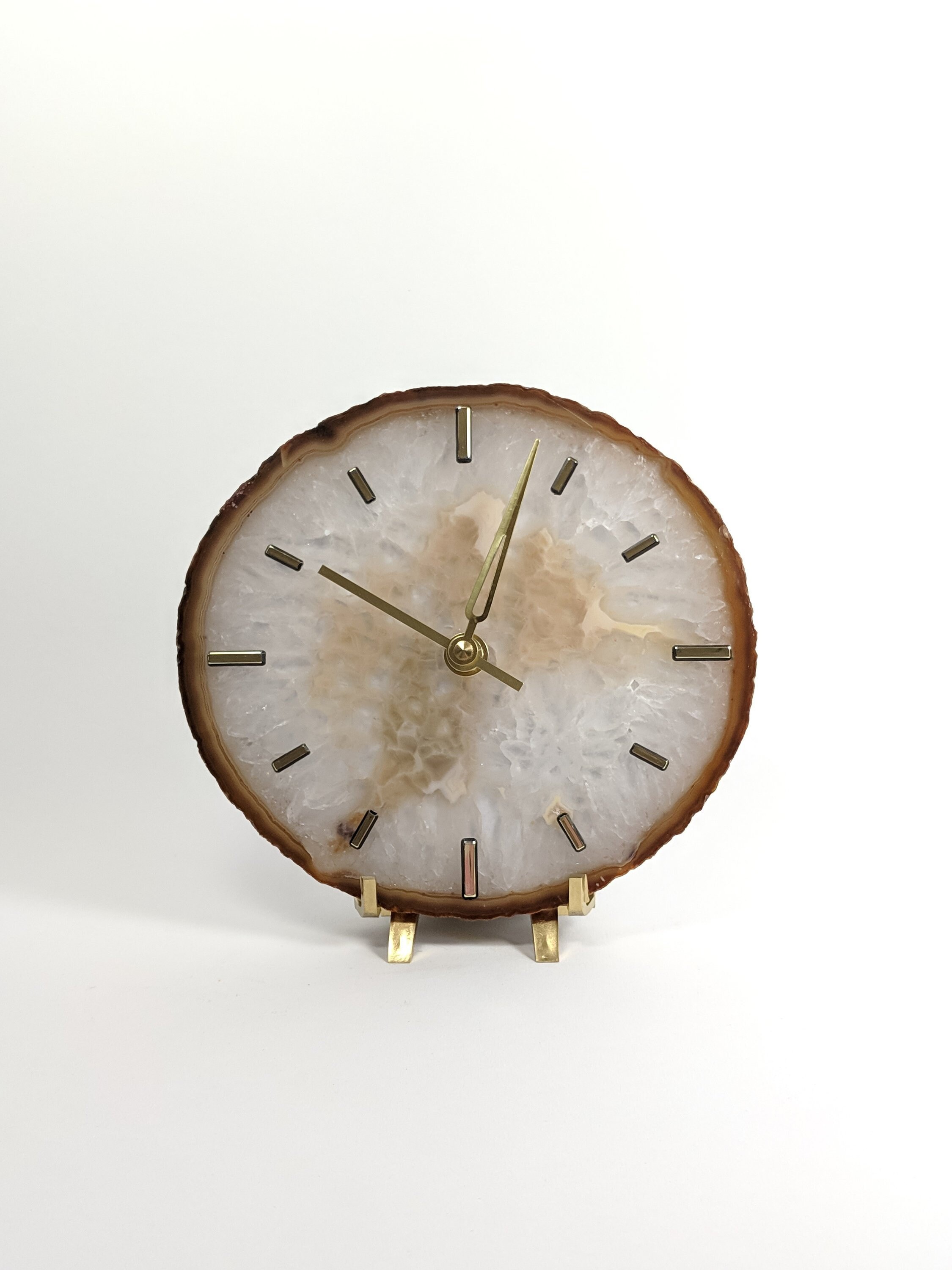7 Large Natural Agate Desk Clock Ready To Ship