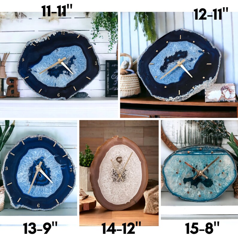 Choose the one you love, 8-12 AGATE WALL CLOCK, Large Agate Wall Clock, Agate Geode Clock, Boho Wall Decor, Boho Decor, Boho Wall Hanging image 4