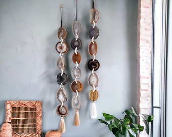 UMBER AGATE GARLAND,Natural/Gray/Ochre Agate,Boho Wall Hanging,Boho Decor,Boho Wall Decor,Agate Wall Hanging,Indie Decor,Crystal Suncatcher