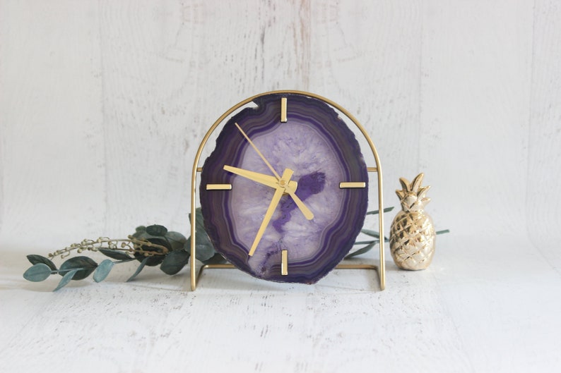 Choose Your Purple Agate,Purple Agate Clock,Agate Clock,Boho Decor,Agate Decor,Gift for Her,Gift for Him,Modnorthandco Agate Clock