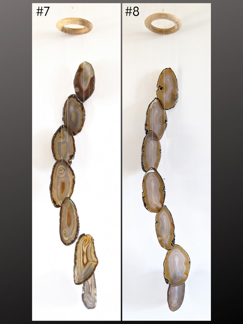 Choose Your GrayBlack LARGE Agate Chime,7-Piece Earthtone Agate Chime,Boho Decor,Boho Wall Decor,Agate Wall Hanging,Ready to Ship