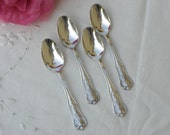 Demitasse Spoons - Set of 4 Silver Plate Espresso Spoons in quot Kings quot Pattern from Capital City Club - Antique - Free Shipping