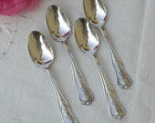 Demitasse Spoons - Set of 4 Silver Plate Espresso Spoons in quot Kings quot Pattern from Capital City Club - Antique - Free Shipping