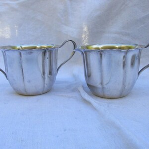 Creamer and Sugar Silver Plate Set with Gold Wash - Vintage - Free Shipping