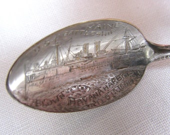 Demitasse Commemorative Spoon of Battleship Maine - Vintage