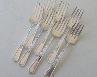 Vintage Silver Plate Salad Forks Se of 7: "La Touraine" Pattern - Free Shipping