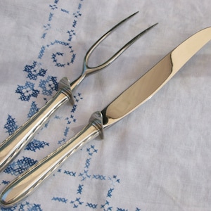 Carving Set - Sterling Silver Large 2-piece "Silver Flutes" by Towle - Vintage - Free Shipping