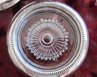 4 x Glass Coasters with Sterling Silver Rims - Vintage - Free Shipping