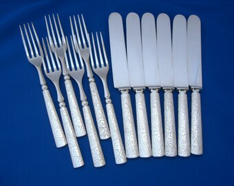 Knives and Forks - Silver Plate 6 Knives and 6 Forks - Vintage - Free Shipping