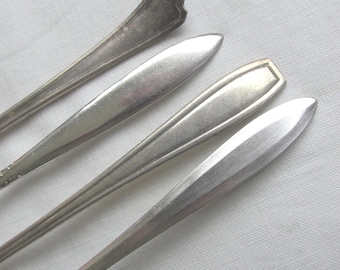 Cocktail or Seafood Forks Silver Plate Set of 4 in Mix of Patterns - Vintage