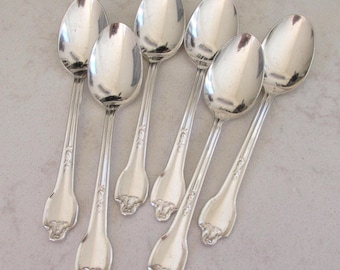 Antique Silver Plate Teaspoons in Falmouth Pattern, Set of 6