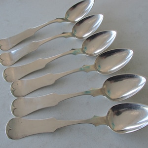 Coin Silver Teaspoons Set of 6 Antique Teaspoons - Antique - Free Shipping