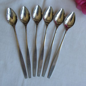 Iced Teaspoons Set of 6 in Stainless Steel - Vintage
