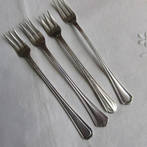 Seafood or Cocktail Forks X 4 in Mix of Silver Plate Patterns - Vintage