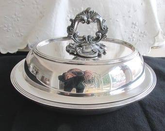Bol doble para verduras con tapa, de plata con remate - Vintage - Envío gratuito