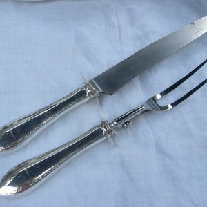 Carving Set - Carving Knife and Fork with Sterling Silver Handles in &quot;Four Georges&quot; Pattern by Reed and Barton - Vintage - Free Shipping