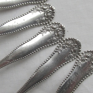 Teaspoons x 4 in Sterling Silver &quot;Lancaster&quot; Pattern with Monogram - Antique - Free Shipping