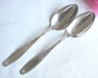 Tablespoons - Set of 2 Silver Plate in "Ambassador" Pattern - Vintage
