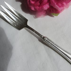 Serving Fork or Cold Meat Fork with Sterling Silver Handle and &quot;F&quot; Monogram - Vintage - Free Shipping