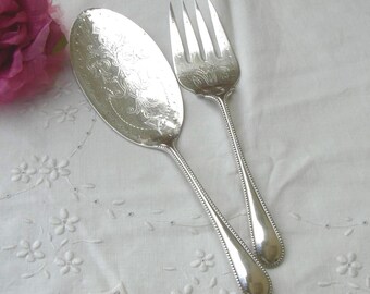 Antique Silver Plate Serving Set: Mappin and Webb Buffet Fork & Server - Free Shipping