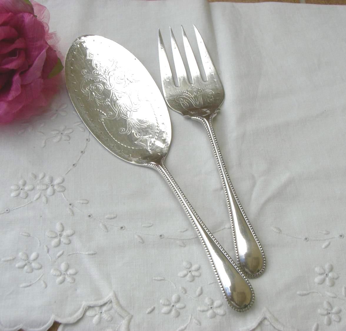 Antique Silver Plate Serving Set: Mappin and Webb Buffet Fork