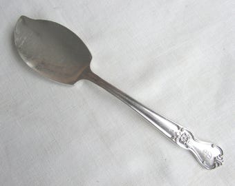 Servidor de gelatina antiguo de plata: diseño "Signature", mango floral.