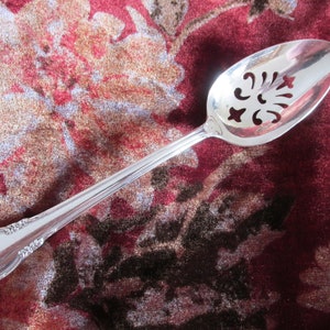 Pierced Tablespoon in &quot;Remembrance&quot; Collectible Silver Plate Pattern - Vintage - Free Shipping