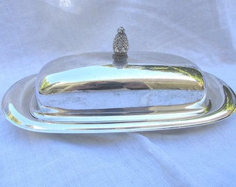 Butter Dish - Silver Plate Butter Dish with Lid - Vintage