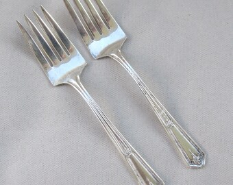 Dessert or Salad Forks - Set of 2 in "Bouquet" aka "Vendome" Silver Plate - Vintage