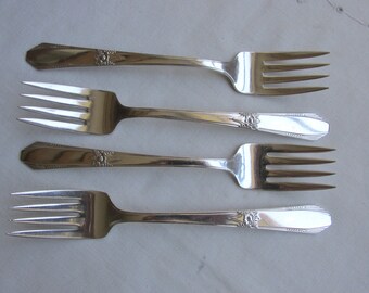 Salad Forks - Set of 4 in "Festival" Silver Plate Pattern - Vintage