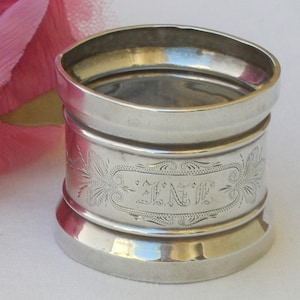 Napkin Ring - Sterling Silver Serviette Ring with &quot;F. N. E.&quot; monogram - Vintage - Free Shipping