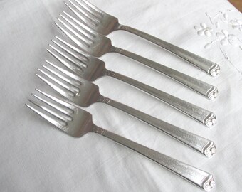 Vintage Silver Plate Forks Set of 5 "Bright Future" Pattern