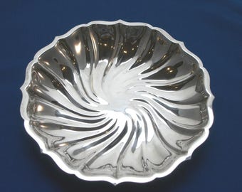 Silver Plate Bowl with Swirl Pattern - Vintage
