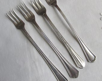 Seafood or Cocktail Forks X 4 in Mix of Silver Plate Patterns - Vintage
