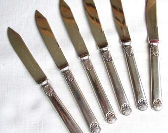 Cuchillos de fruta antiguos de plata - Juego de 6 Pairpoint - Envío gratuito