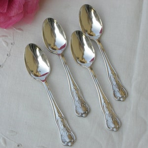Demitasse Spoons - Set of 5 Silver Plate Espresso Spoons in "Kings" Pattern from Capital City Club - Antique - Free Shipping