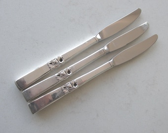 Juego de 3 cuchillos Grille plateados con diseño "Morning Star" - Vintage