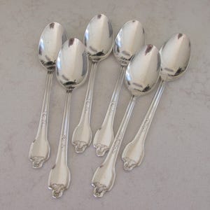 Teaspoons - Set of 6 Silver Plate Teaspoons in &quot;Falmouth&quot; Pattern - Antique - Free Shipping