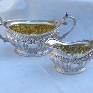 Sugar and Creamer - English Sheffield Silver Plate - Vintage - Free Shipping