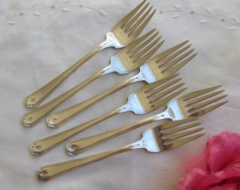 Vintage Art Deco Silver Plate Forks Set of 6 - Free Shipping