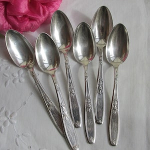 Teaspoons - Set of 6 Silver Plate &quot;Ambassador&quot; with Monograms - Vintage