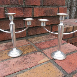 Vintage Sterling Silver 3-Branch Candelabras - Pair