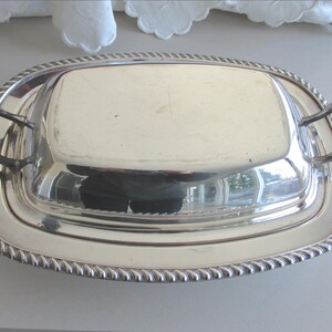 Bol doble para verduras de plata vintage con tapa - Rectangular